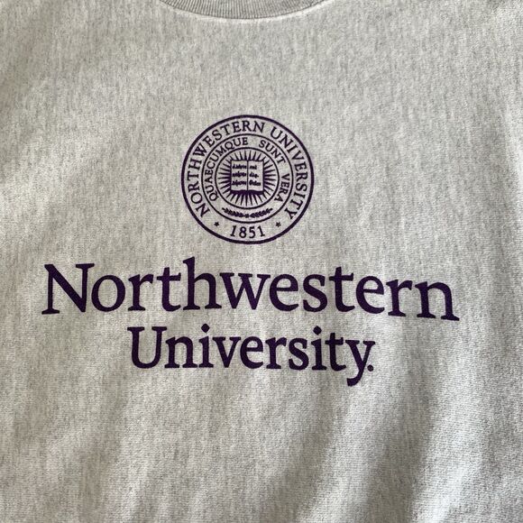 Vintage Y2K Champion Reverse Weave Northwestern University Sweatshirt Gray Small - Picture 4 of 10